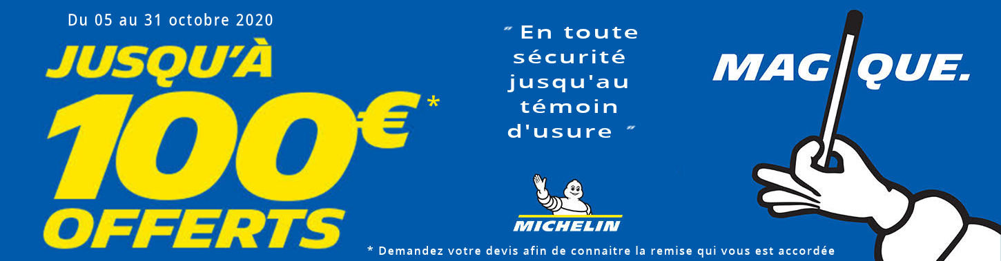Jusqu’à 100€ offerts pour l'achat de pneus Michelin